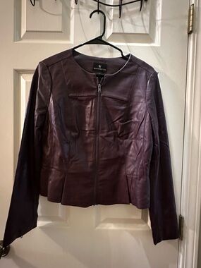 Worthington Women's Plum Leather Zip Jacket